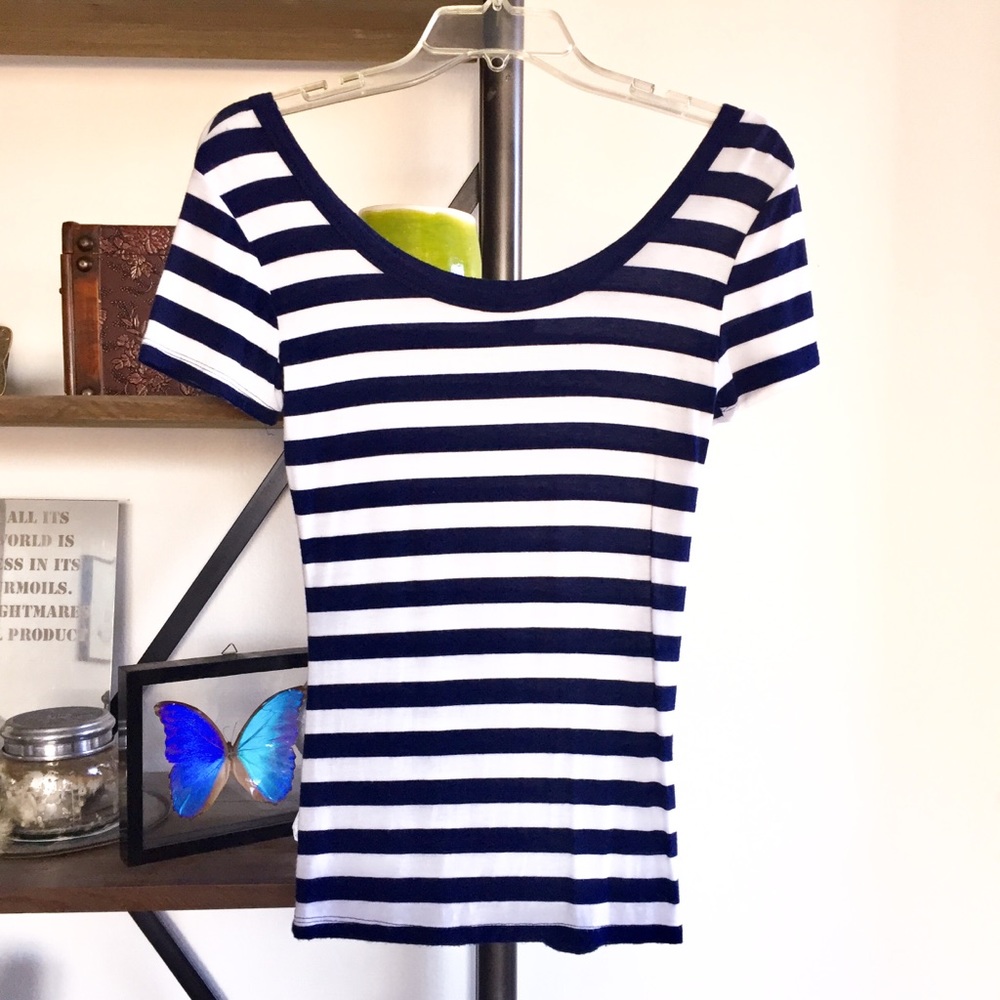 Navy & White Striped T-Shirt